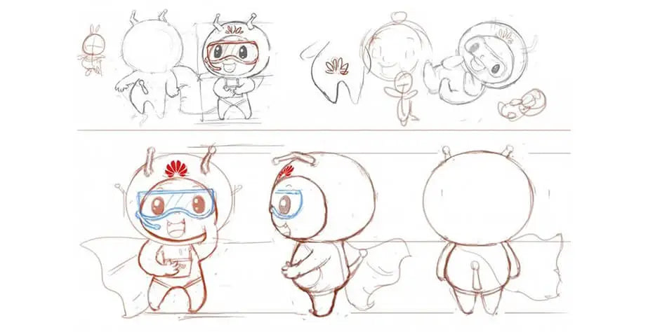 The role of mascots in brand marketing- Huawei mascot design draft