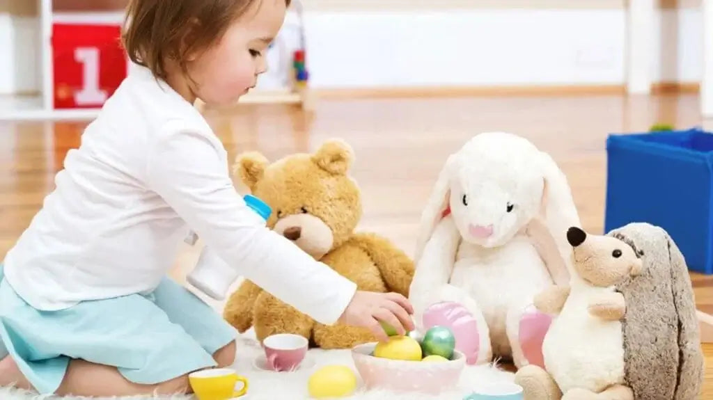 Why are plush toys so important for children- child playing with stuffed toy