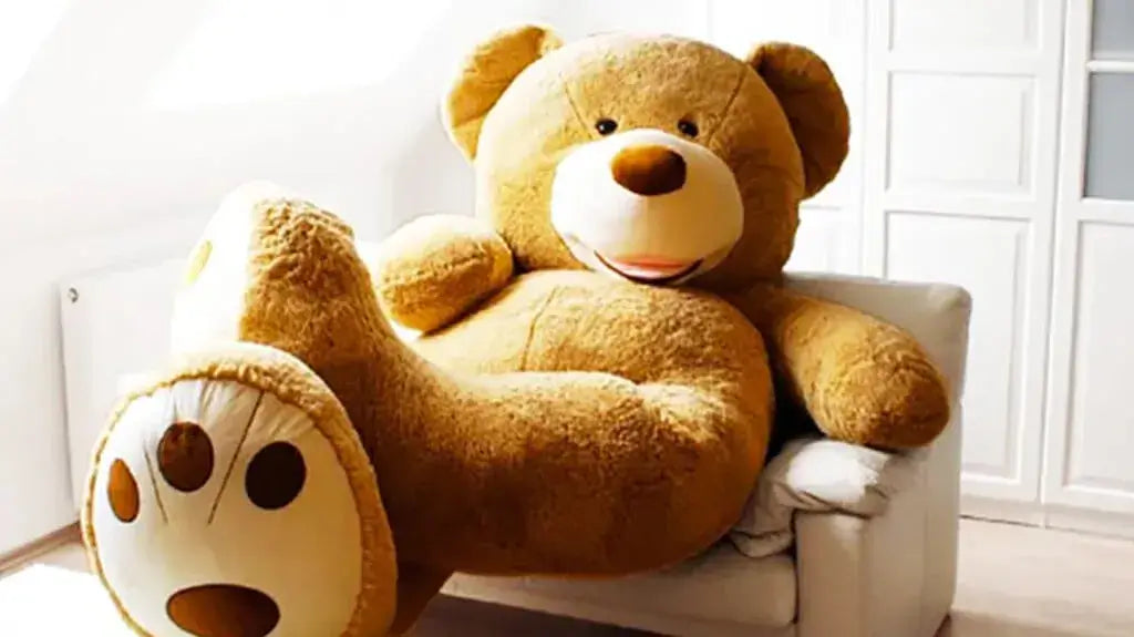 Why Buy a Life Size Teddy Bear- Teddy bear stuffed toy lying on sofa