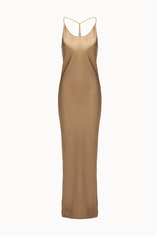 Kristina Fidelskaya camel silk camisole maxi dress