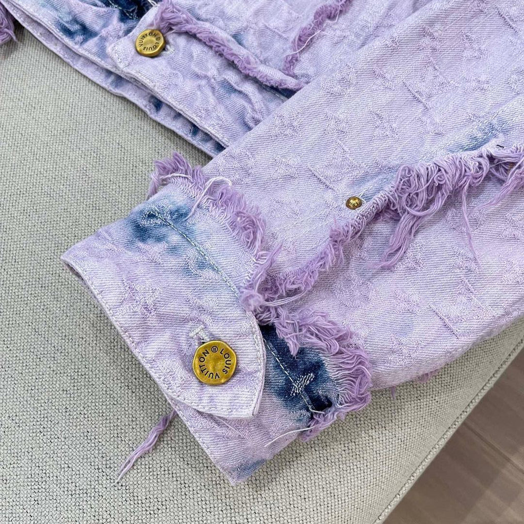 Louis Vuitton Fringed Monogram Boyhood Denim Jacket lavender sz 46