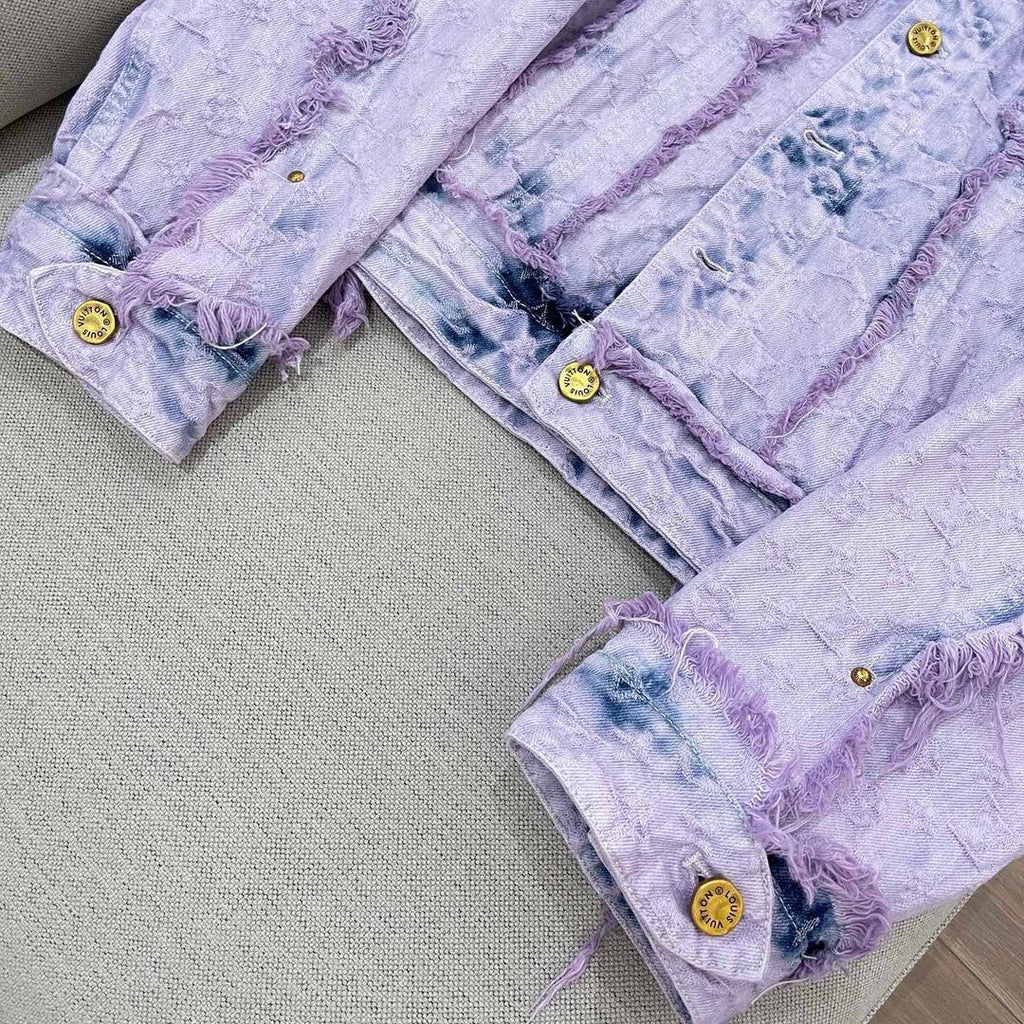 Fringed Monogram Boyhood Denim Jacket - Luxury Purple