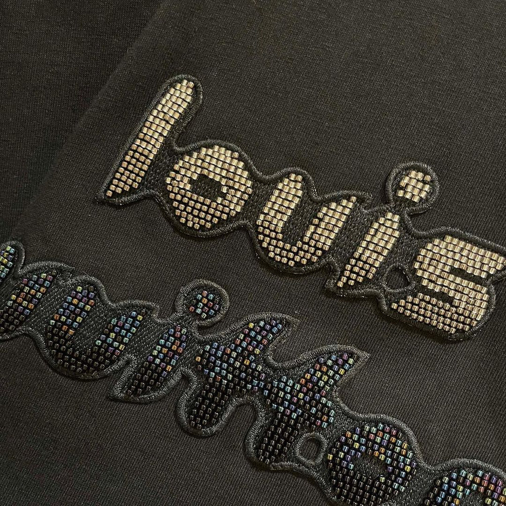 Louis Vuitton Bead-Embroidered Cotton T-Shirt BLACK. Size M0