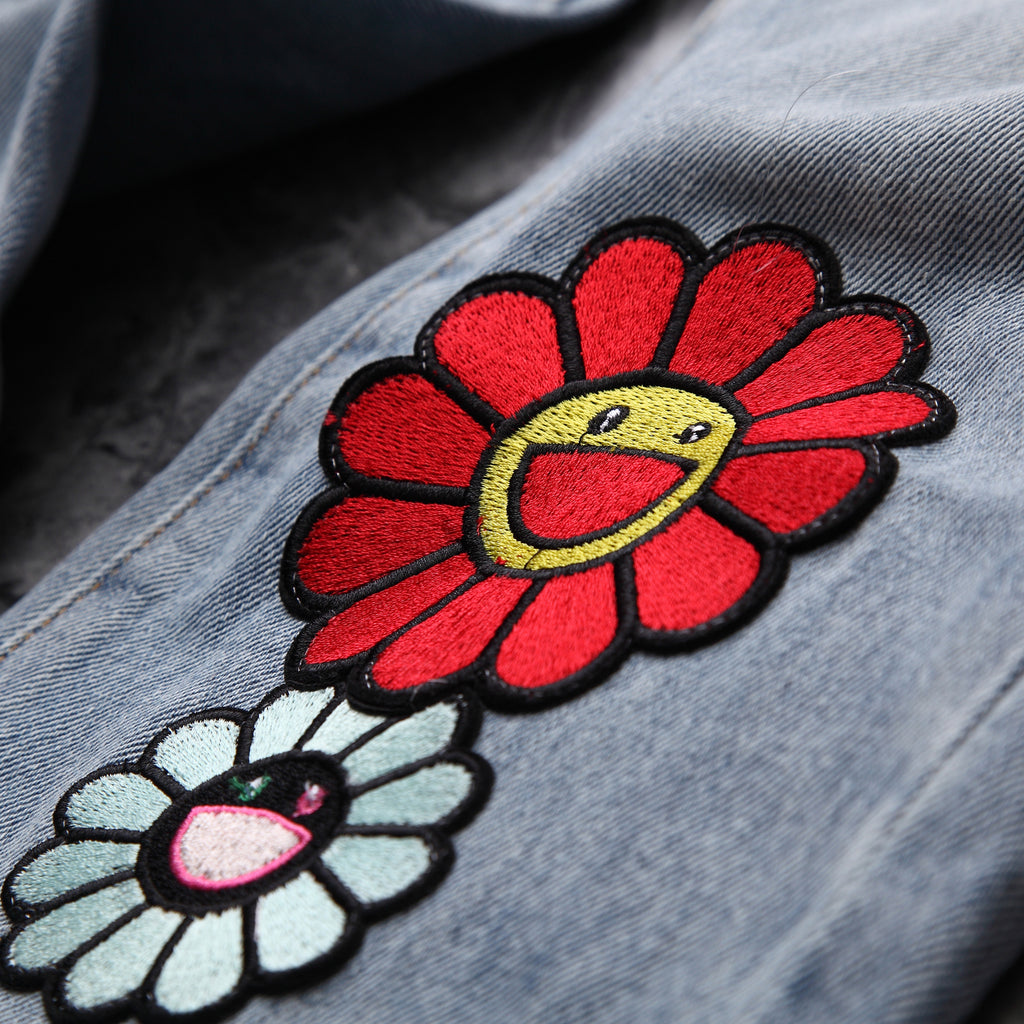 Takashi Murakami x READYMADE Flower Embroidery Jeans