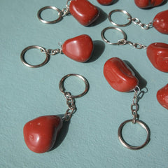 red jasper, red jasper keychain, crystal keychain, red jasper crystal, red jasper stone, red jasper properties, red jasper healing properties, red jasper meaning, red jasper tumbled stone, red jasper tumbled stone keychain, crystal shapes and their meanings, crystal tumble shape meaning