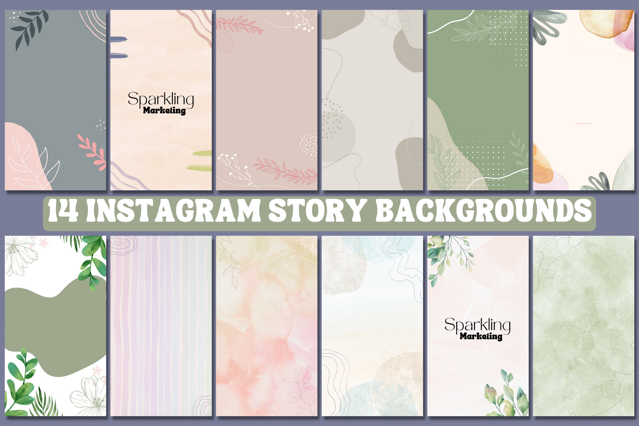 14 Tropical Pastel Rainbow Watercolor Instagram Story Backgrounds ...