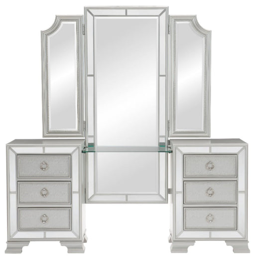 Homelegance Tamsin 3pcs Vanity Dresser with Mirror in Silver Grey Metallic  1616-15 - Furniture City