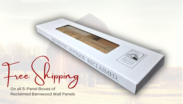 Free shipping on 5-panel boxes of reclaimed barnwood wall panels
