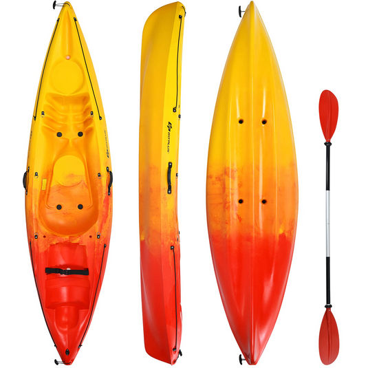 GOPLUS Single-Person Sit-In Fishing Kayak Boat W/ Paddle & Rudder