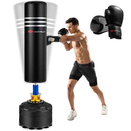 Goplus Saco de boxeo con soporte para adultos, soporte de bolsa pesada  independiente con bolsa de velocidad ajustable en altura para boxeo,  estación