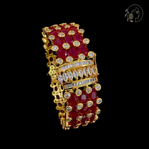 Ruby bracelet set in zirconia stones.