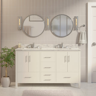 Aria 60 Double Sink Bathroom Vanity with Carrara Marble Top –  KitchenBathCollection