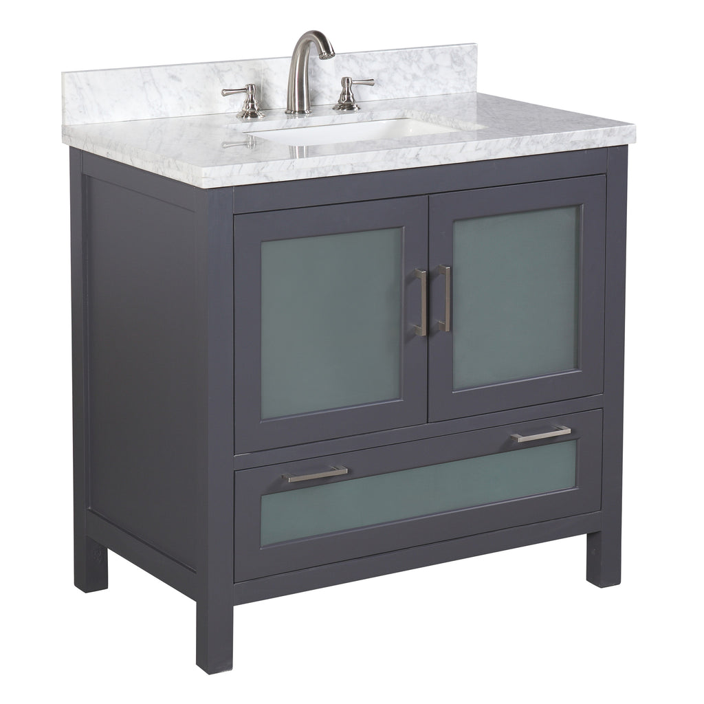 Manhattan 36-inch Vanity (Carrara/Charcoal Gray) – KitchenBathCollection