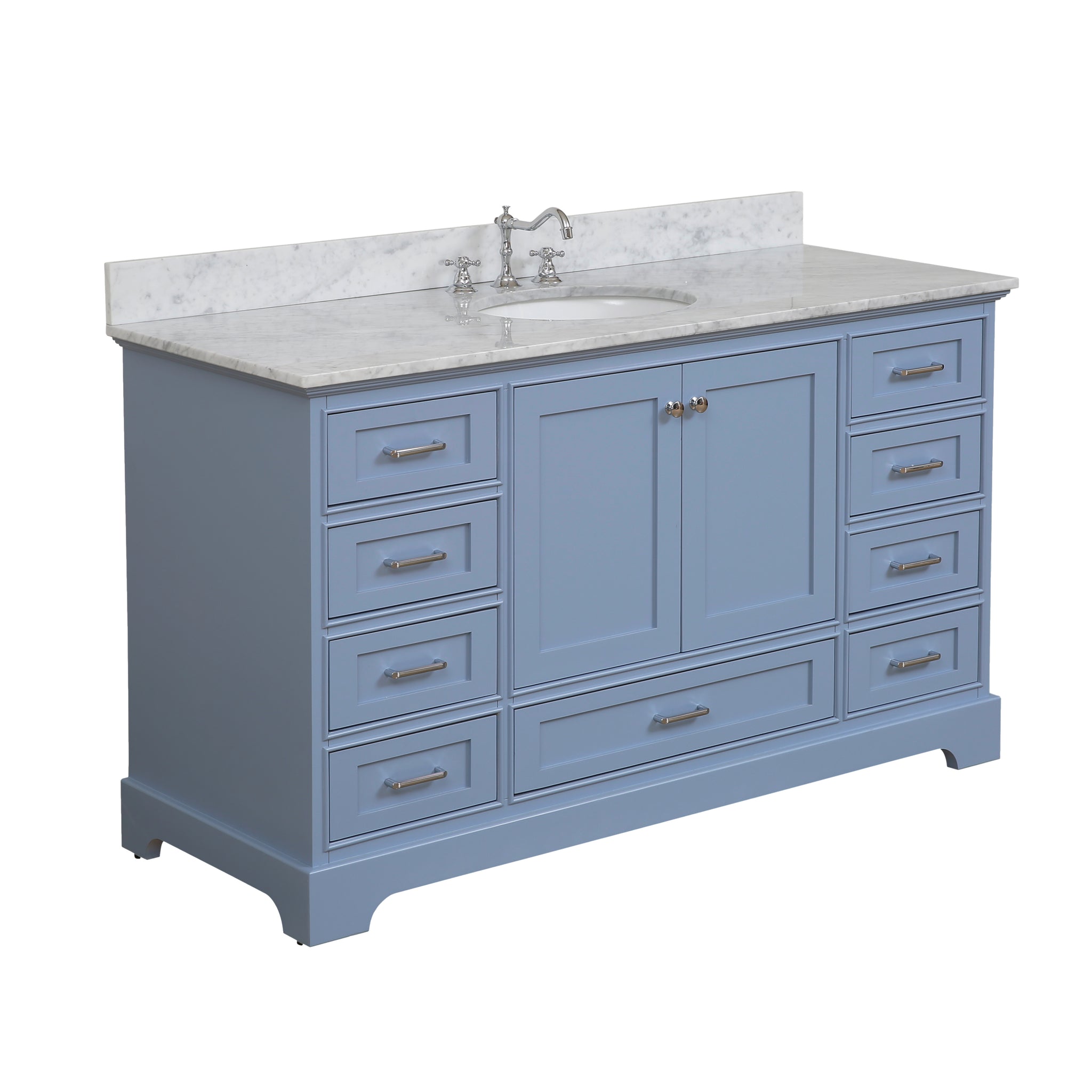 Harper 60 Single Sink Bathroom Vanity In Carrara Marble Powder