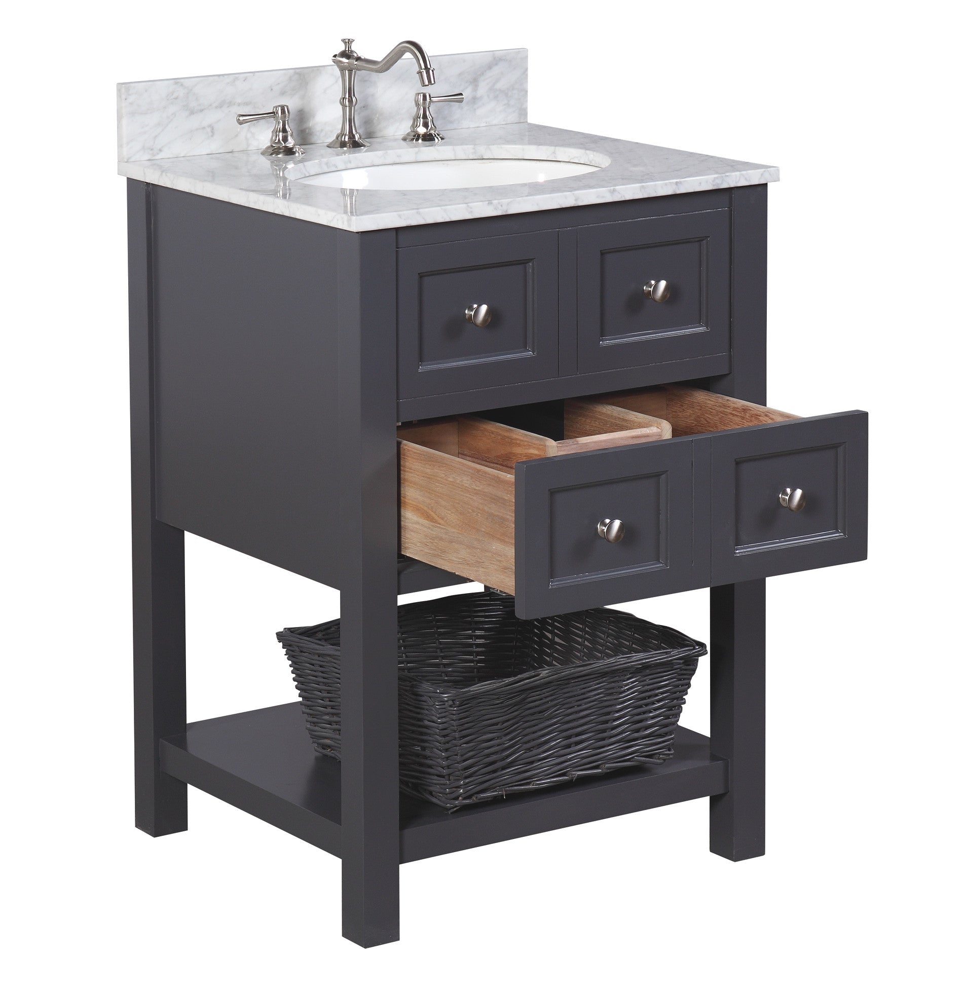 New Yorker 24-inch Vanity (Carrara/Charcoal Gray ...