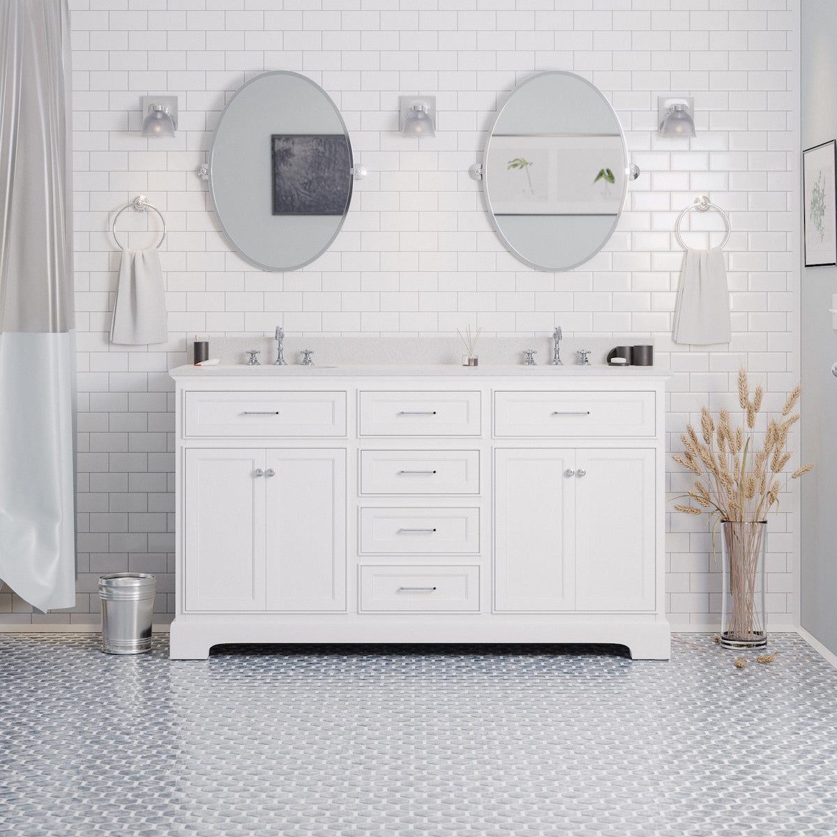 60-inch Double Bathroom Vanities | Solid Wood Construction ...