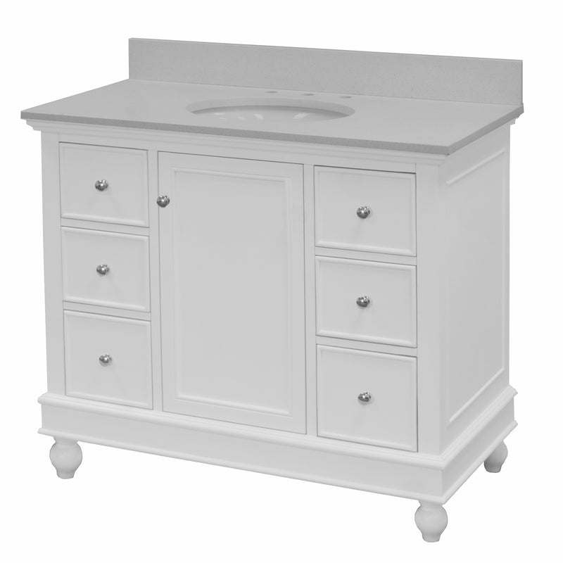 Bella 42 Classic Bathroom Vanity Cabinet With Sink And Quartz Top Kitchenbathcollection 