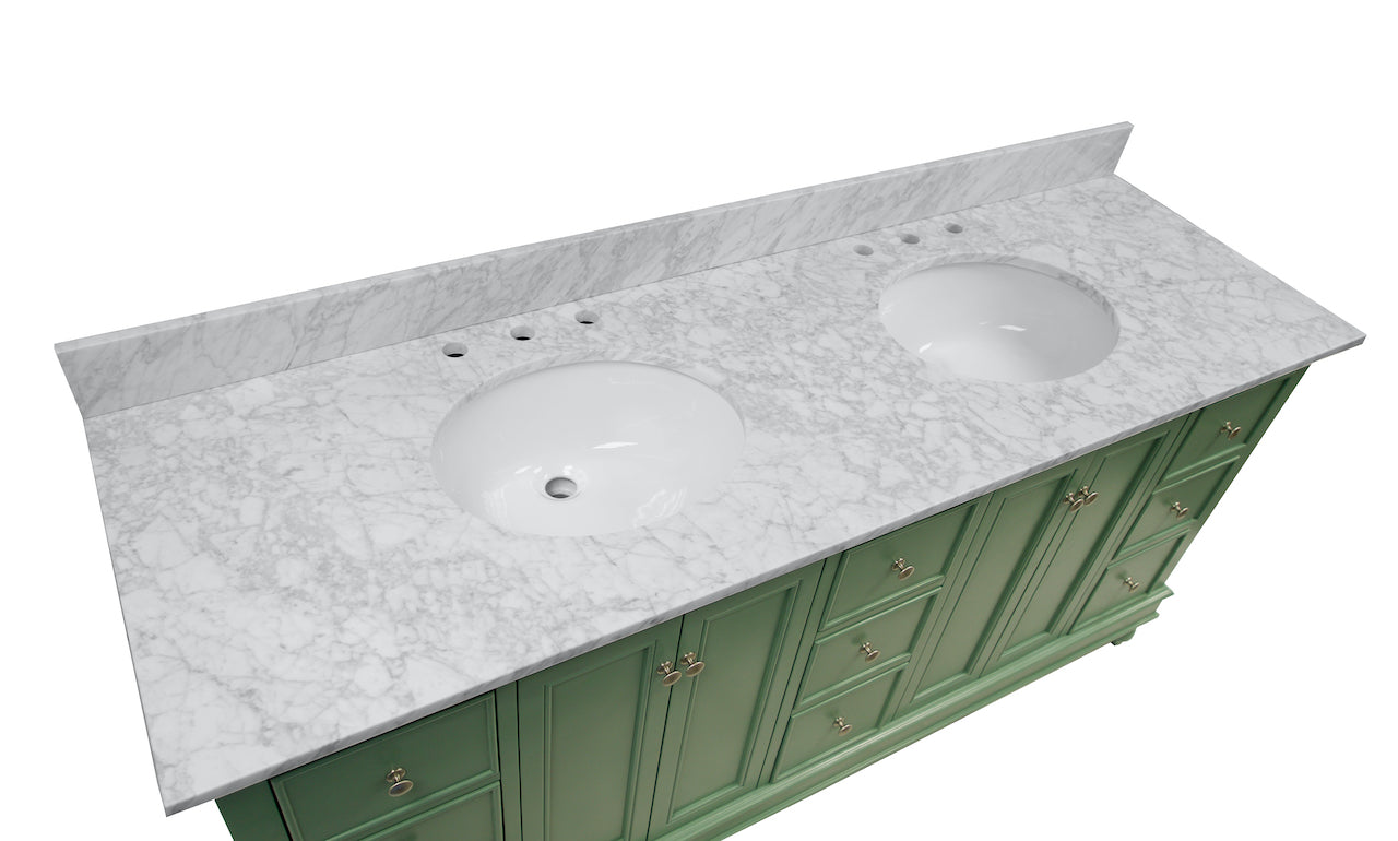Bella 72 Double Sink Bathroom Vanity With Carrara Marble Top Kitchenbathcollection