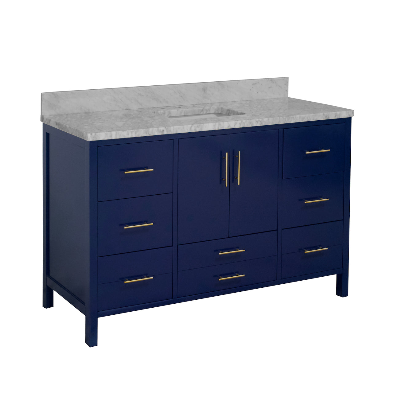 California 60-inch Single Sink Bathroom Vanity Royal Blue Carrara Marble