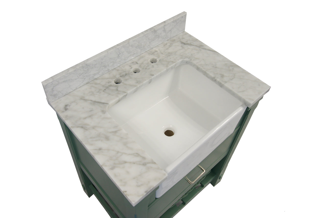 Charlotte 30 Farmhouse Bathroom Vanity Apron Sink Carrara Marble Kitchenbathcollection