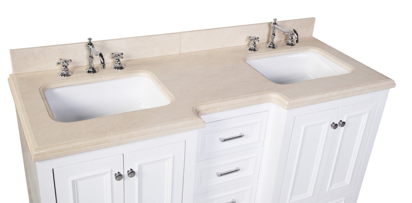 Nantucket 60 Traditional Double Bathroom Vanity With Crema Marfil Top Kitchenbathcollection