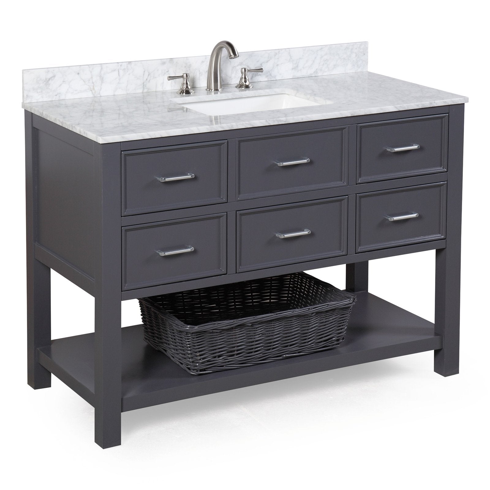 New Hampshire 48 Single Bathroom Vanity With Carrara Marble Top Kitchenbathcollection