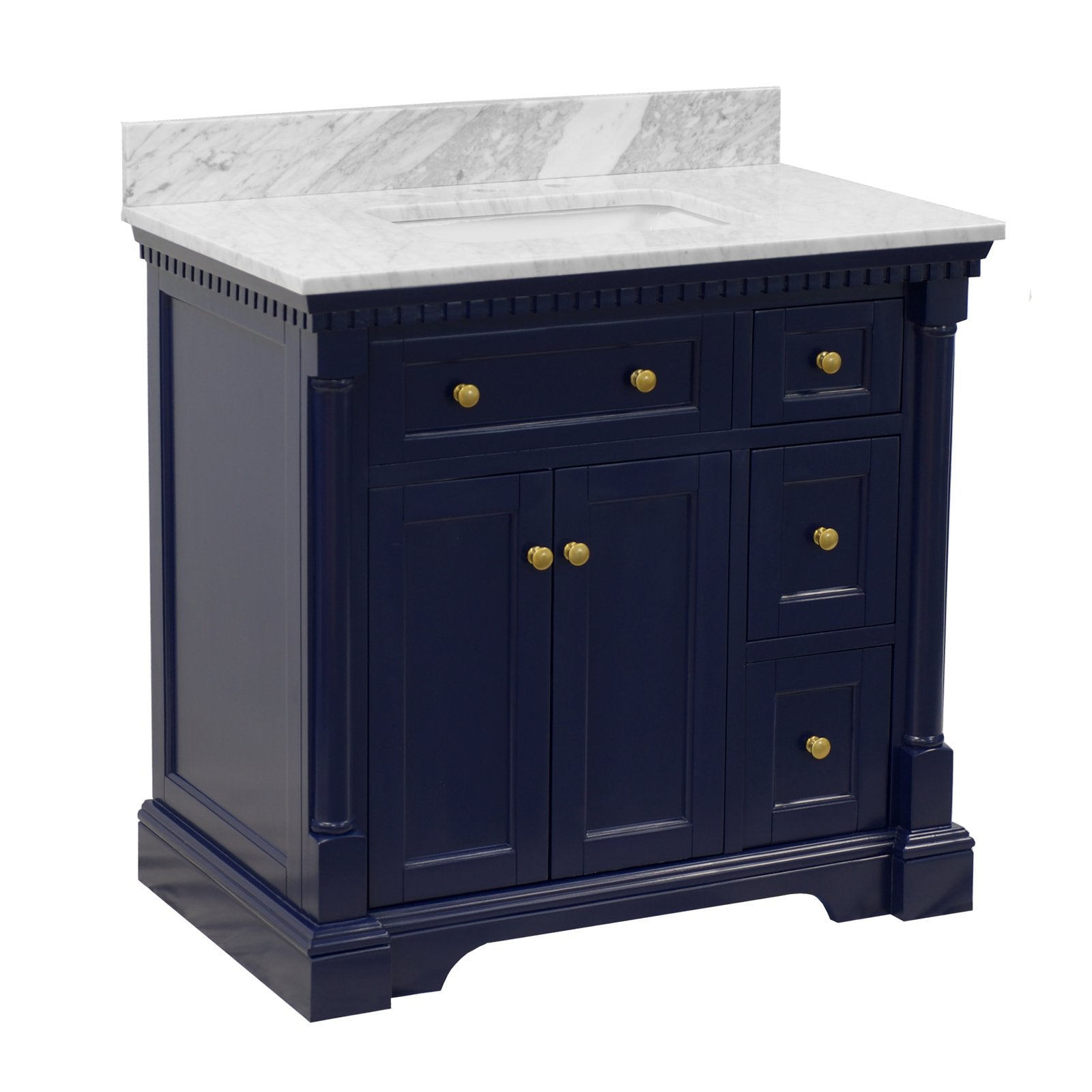 Sydney 36-inch Royal Blue Bathroom Vanity with Carrara Marble Top