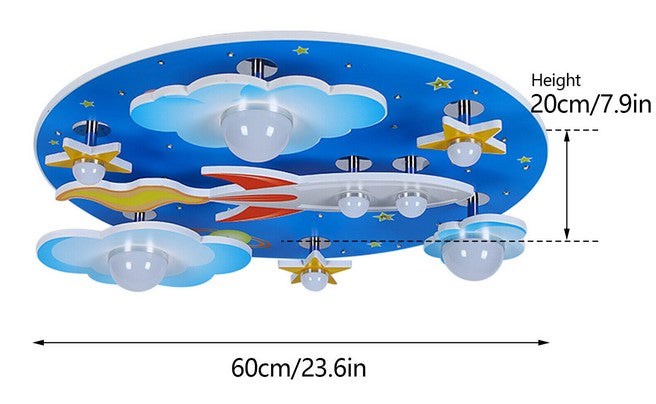 Ventilador de techo con luces de avión de dibujos animados para