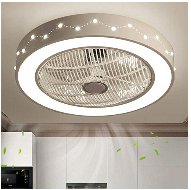 Ventilador de techo con luz-ventilador creativo invisible luz del ventilador con controlador para salón comedor cocina estudio