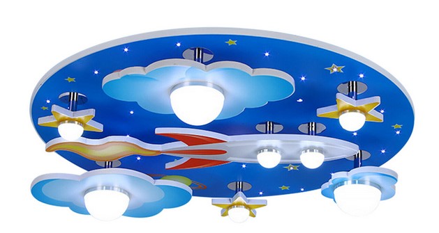 Ventilador de techo con luces de avión de dibujos animados para