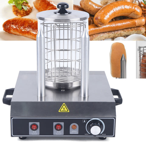 Hot Dog Maker + Calentador de salchichas (350 W, 4 barras para tostadas, para salchichas, cilindro: 17 x 20 cm, temperatura regulable)