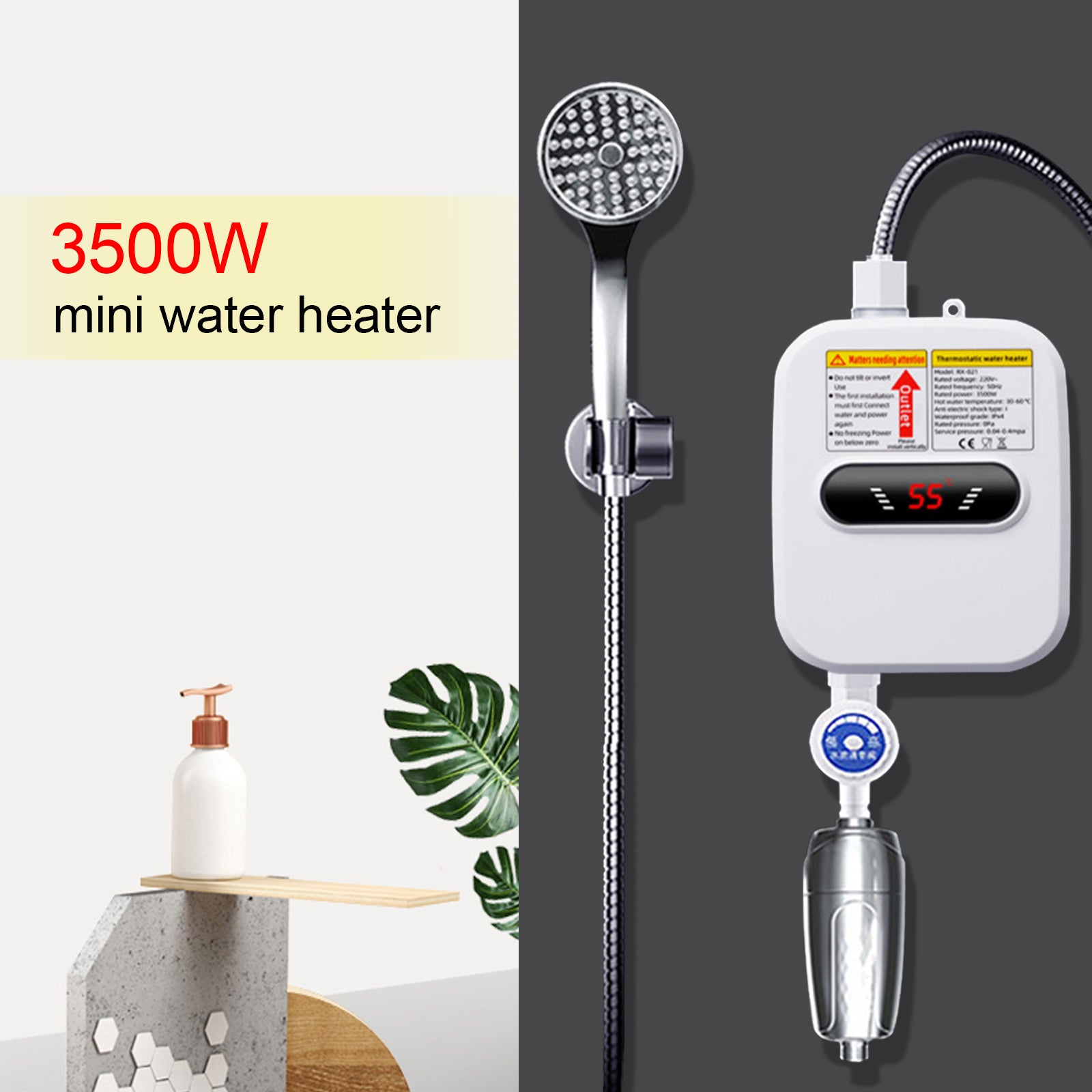 Calentador de agua instantáneo de 3500 W, 220 V, mini calentador de agua de  cocina práctico