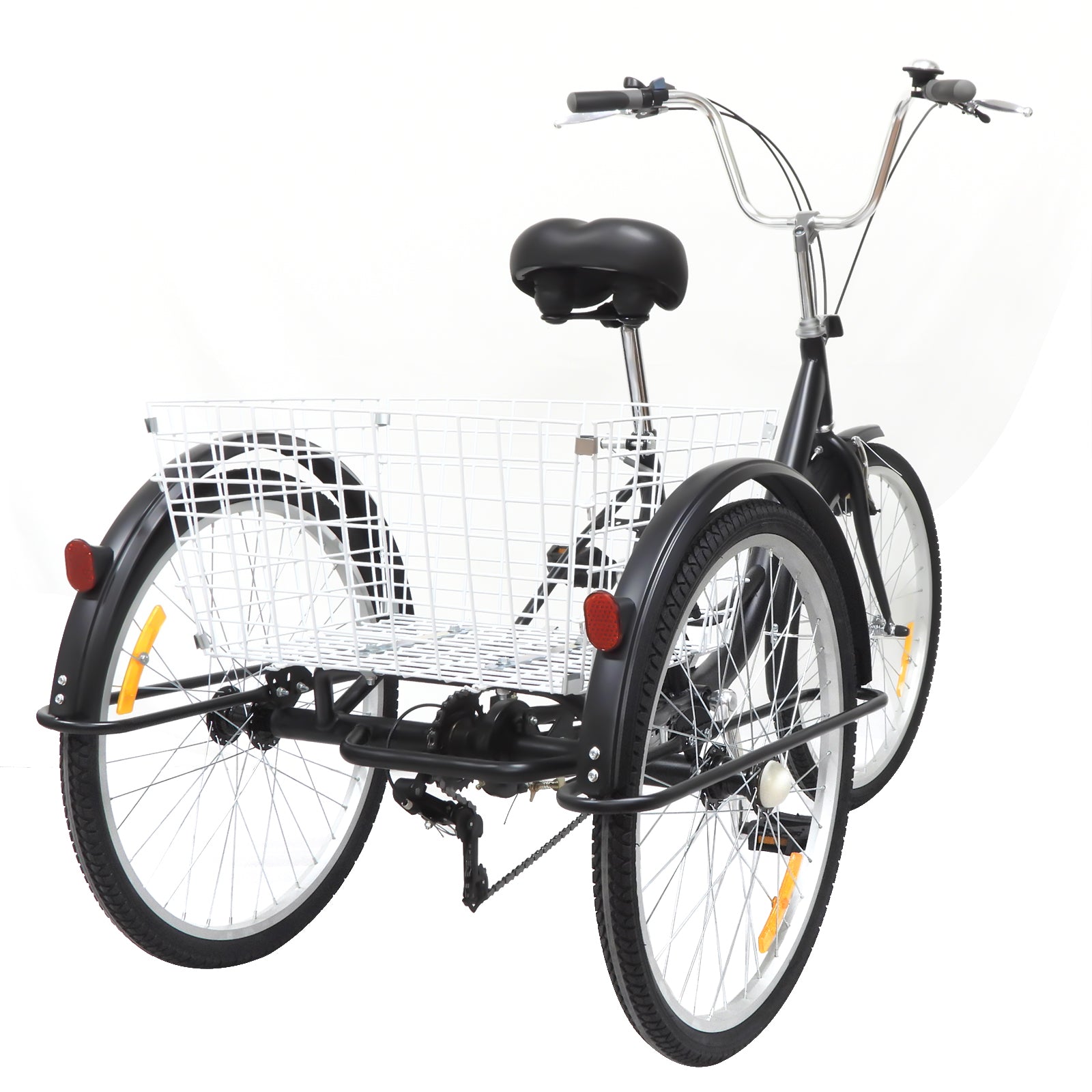 Triciclo adulto 24 pulgadas bicicleta con cesta y lámpara 3 ruedas 7  velocidades Triciclo plegable negro : : Juguetes y juegos