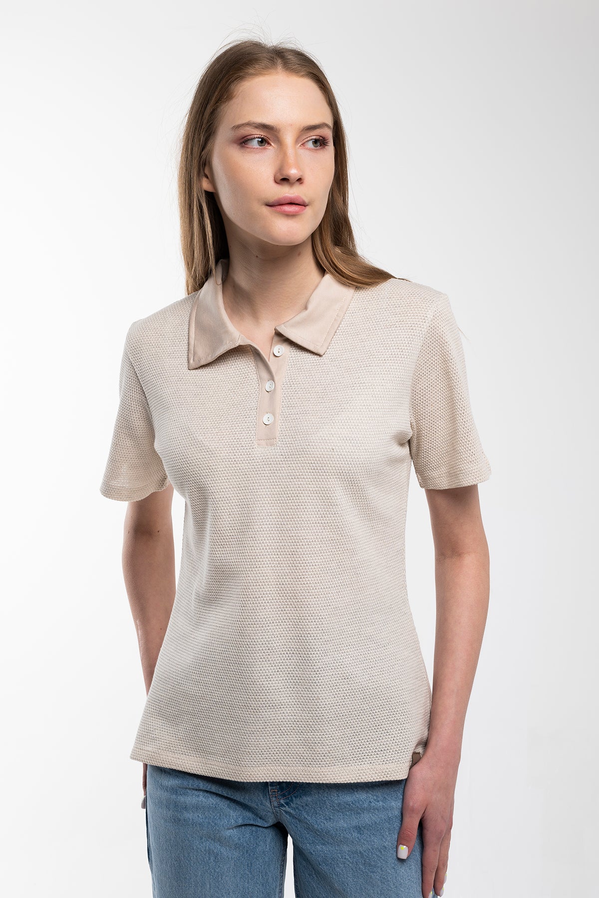 Hyipels Women's Crop Top Polo Shirts,Summer Collor Female T-Shirt