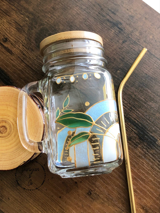 Iced Coffee Cup, Glass Cup, Travel Mug Cup, Hand Painted Glasses, Llam –  Cariyan & Co