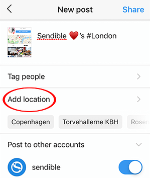 add insta location tag