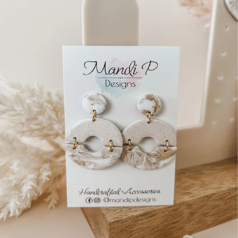 sandstone effect dangle earring with stainless steel posts