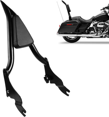 Harley Davidson motorcycle with 16-inch detachable sissy bar and pointed passenger rear backrest0