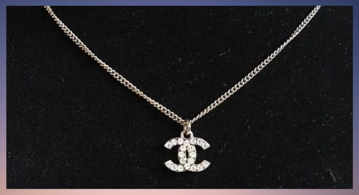 RARE Authentic Chanel Vintage Silver CC Logo & Heart Long Pendant Charm  Necklace
