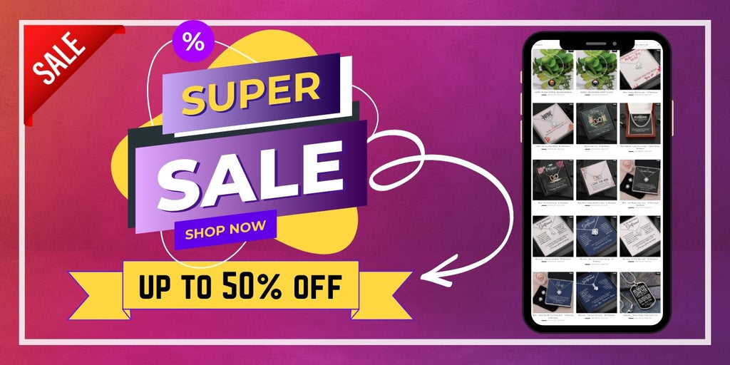 super sale up to 50% off banner