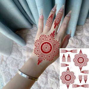 Lianfudai Henna Tattoos for Hand Mehndi Design Stickers for Women Fake Tattoo Body Art Hena Tatoo Temporary Waterproof - Lianfudai