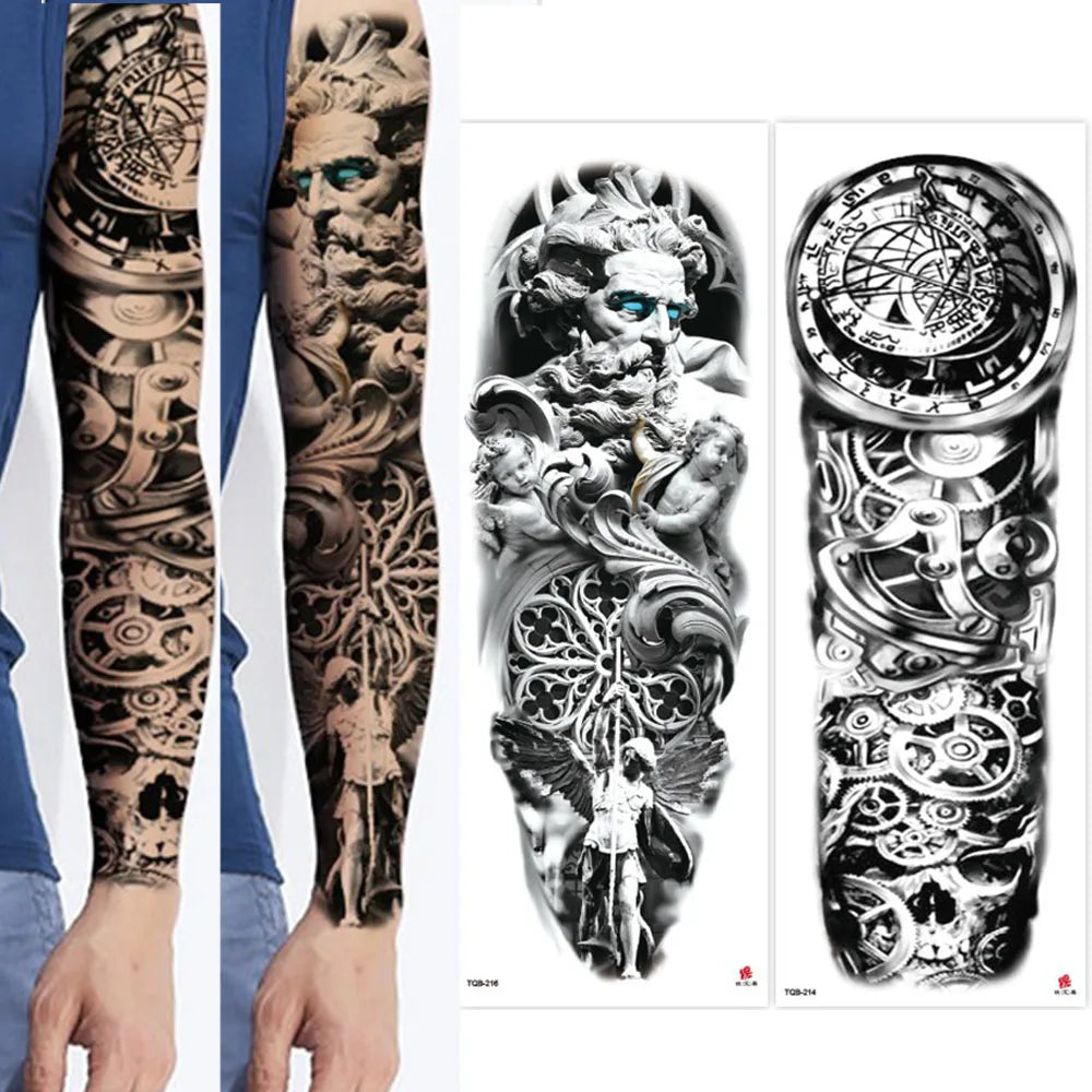 Lianfudai Waterproof Disposable Tattoo Sticker Wolf Head Totem Arabic Text Tattoo Sticker Paper Men and Women Arm Tattoo Sticker Paper