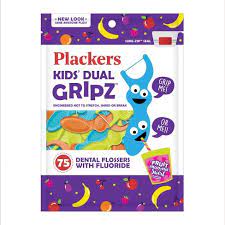 Plackers Kids' Dual Gripz Fruit Smoothie Swirl - 75 Dental Flossers