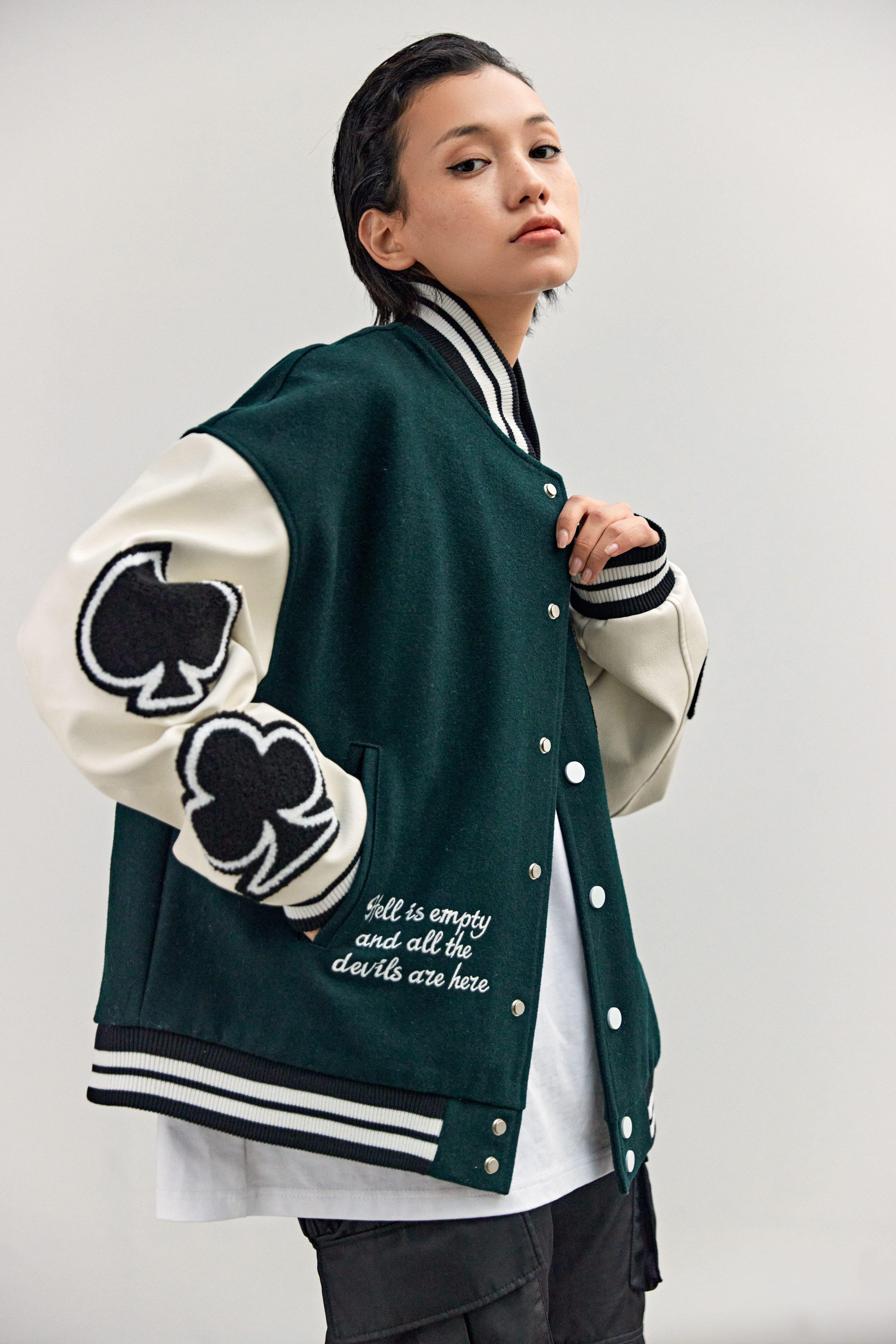 Embroidered Poker Varsity Jacket