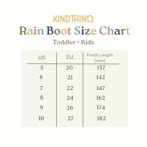 Rain Boots Size Chart