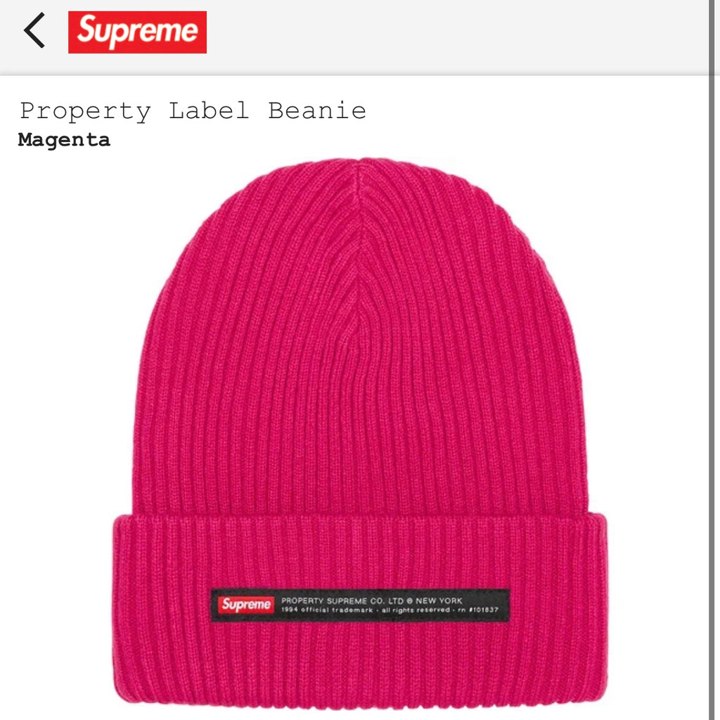 Supreme Property Label Beanie White | hartwellspremium.com