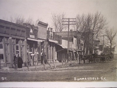 Early Photo of Summerfield, Kansas, Main Street.