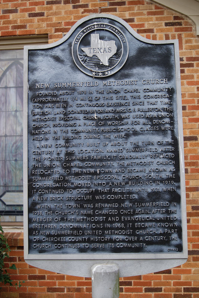 New Summerfield Methodist Church, Texas Historical Marker.
