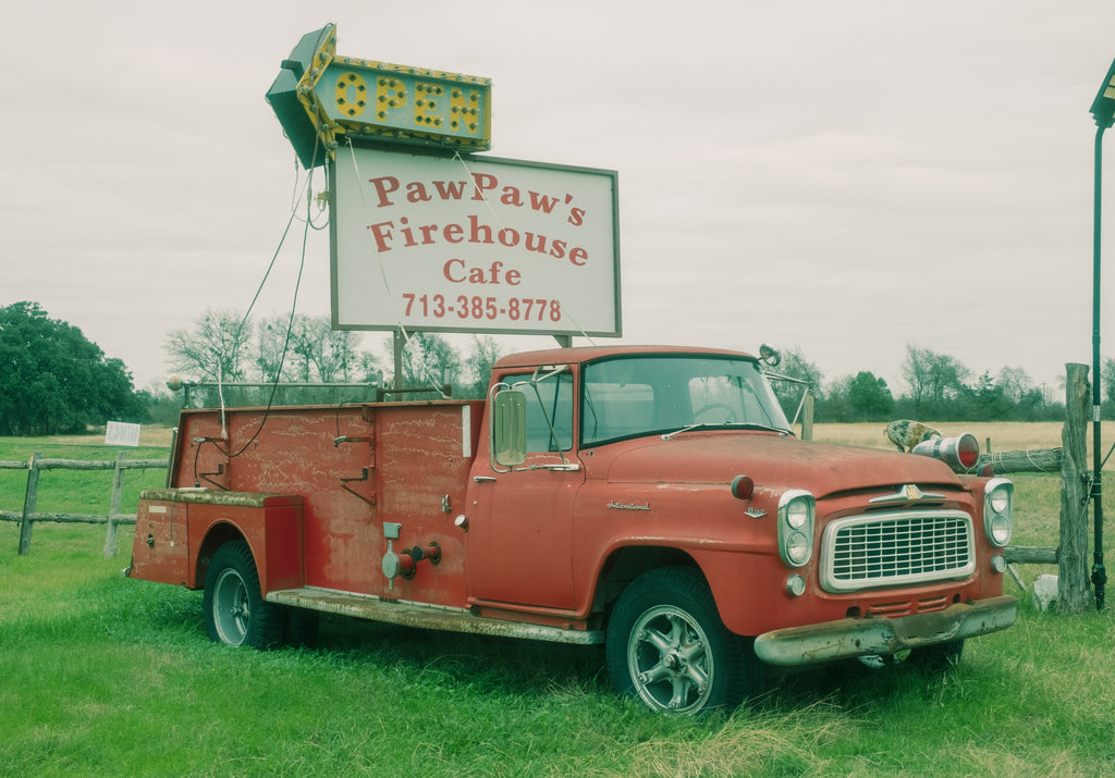 Paw Paw's Firehouse Cafe, Carmine, Texas, just next to Round Top.