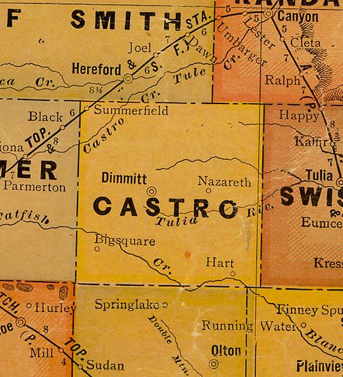 Summerfield shown on Castro County, TX 1920s Map